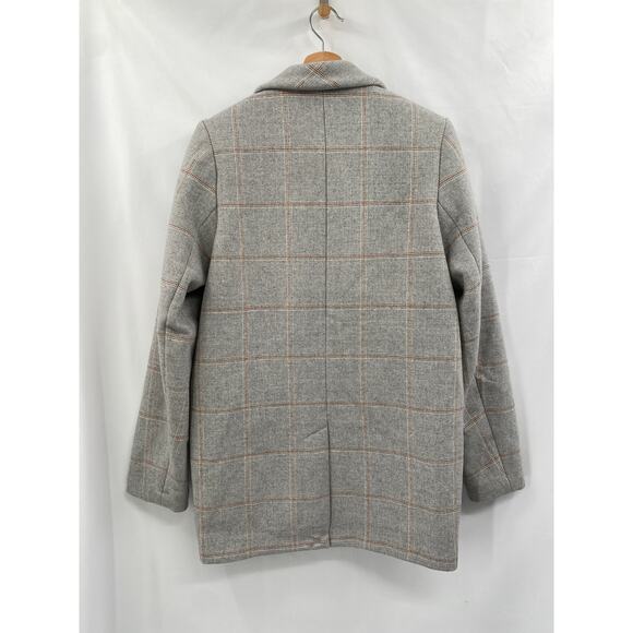 Abercrombie & Fitch gray plaid pea coat S tall - Picture 4 of 6